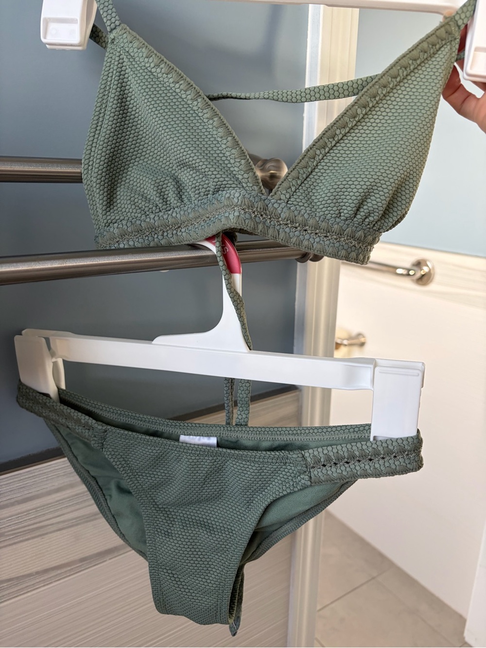 Xhilaration Olive Green Textured Triangle Bikini Set